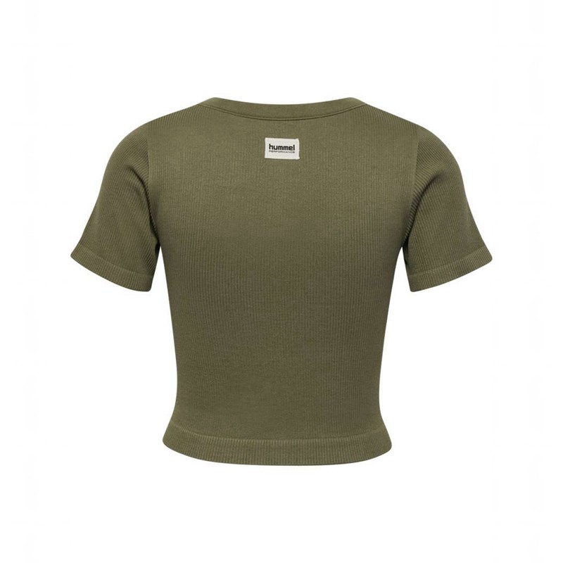 Hummel Pulse Seamless Rib W S/S Ženske Majice Maslinasto Zelene | 570905-440