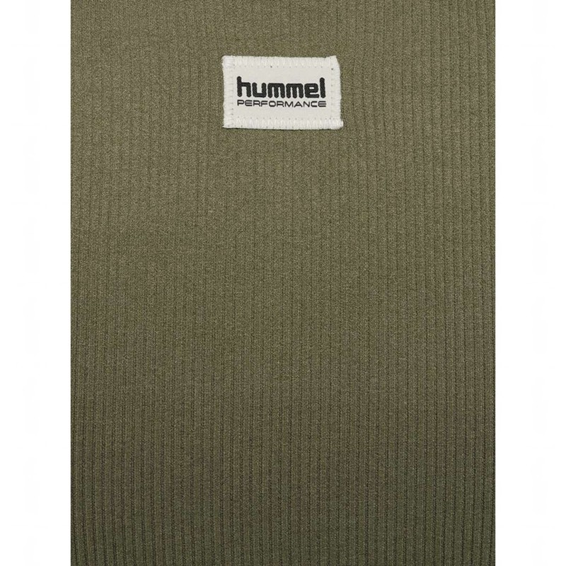 Hummel Pulse Seamless Rib W S/S Ženske Majice Maslinasto Zelene | 570905-440