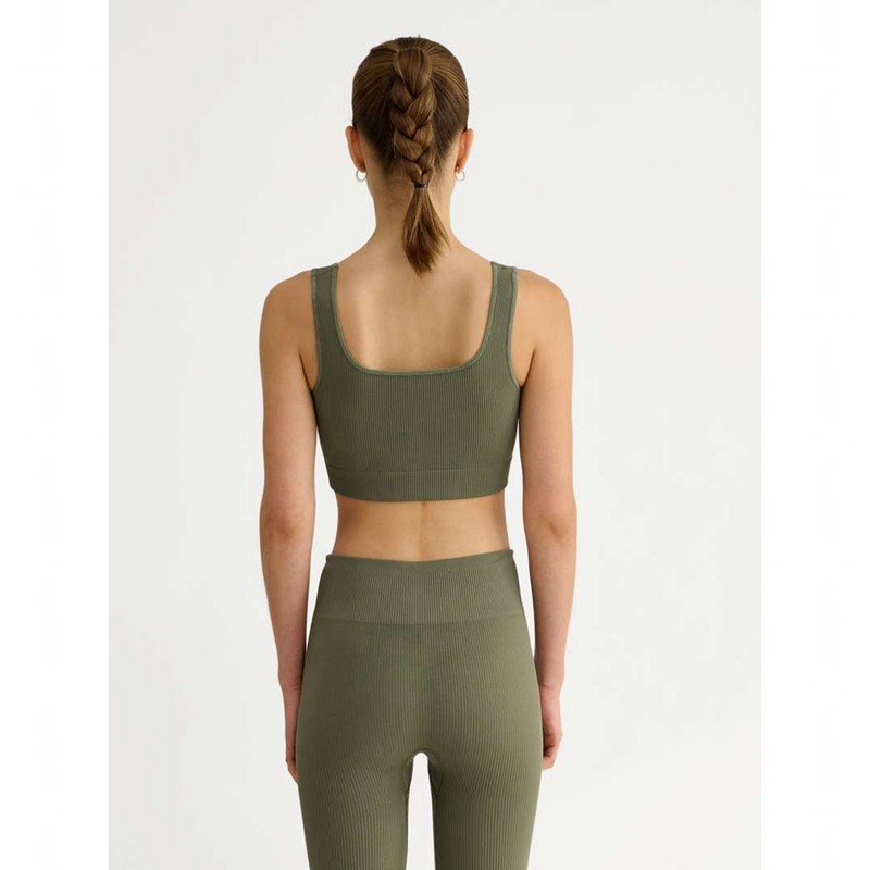 Hummel Pulse Seamless Rib Ženske Majice Maslinasto Zelene | 826708-049