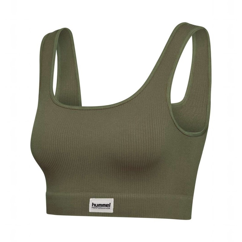 Hummel Pulse Seamless Rib Ženske Majice Maslinasto Zelene | 826708-049