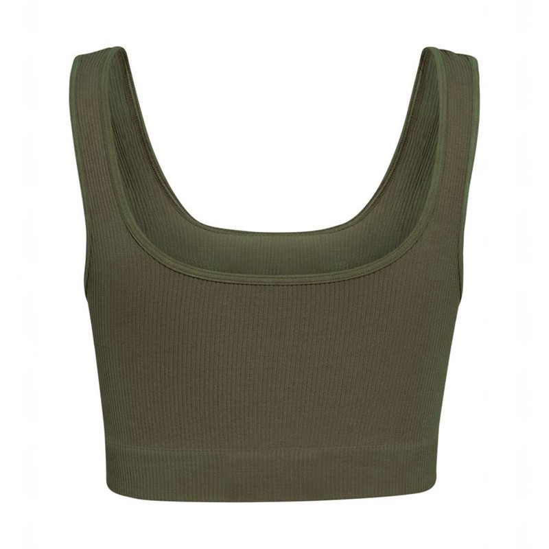 Hummel Pulse Seamless Rib Ženske Majice Maslinasto Zelene | 826708-049