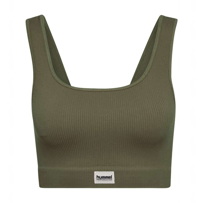 Hummel Pulse Seamless Rib Ženske Majice Maslinasto Zelene | 826708-049