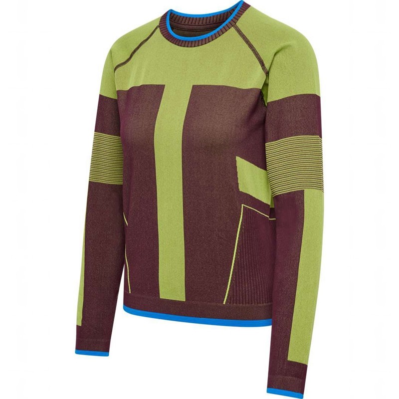 Hummel Seamless Ls Ženske Majice Zelene | 813664-856