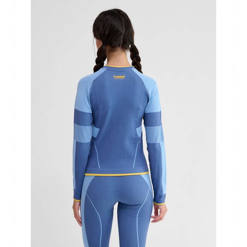 Hummel Seamless Tee Ls Ženske Majice Plave | 912385-998