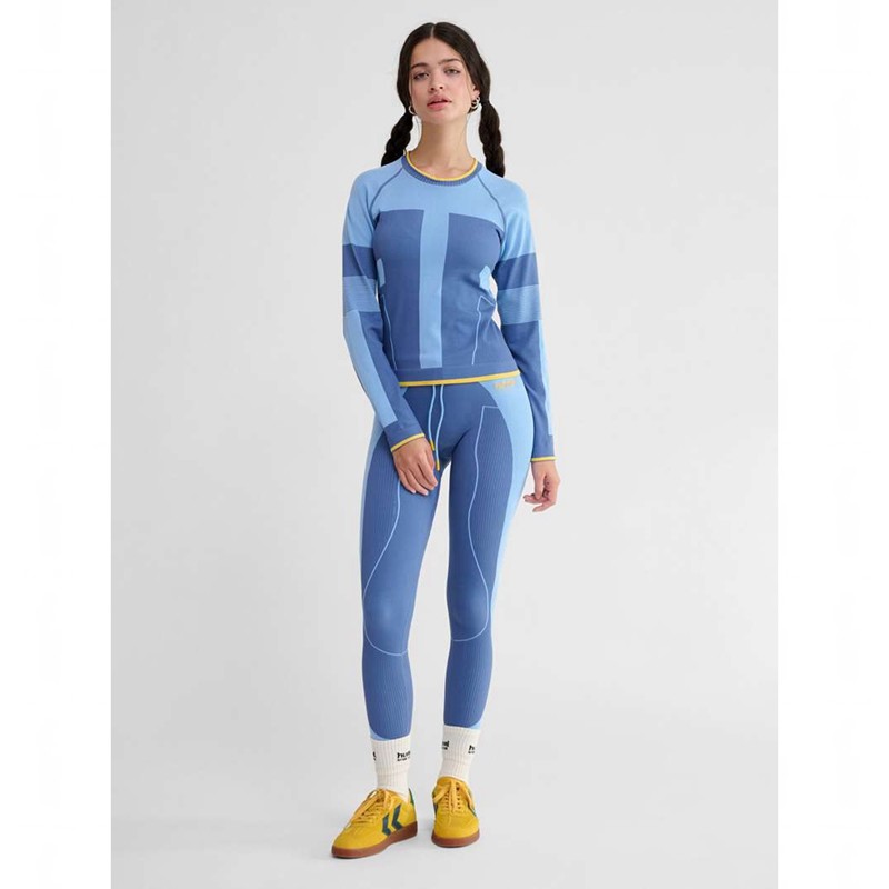 Hummel Seamless Tee Ls Ženske Majice Plave | 912385-998
