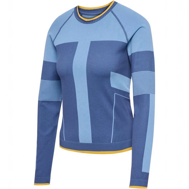 Hummel Seamless Tee Ls Ženske Majice Plave | 912385-998