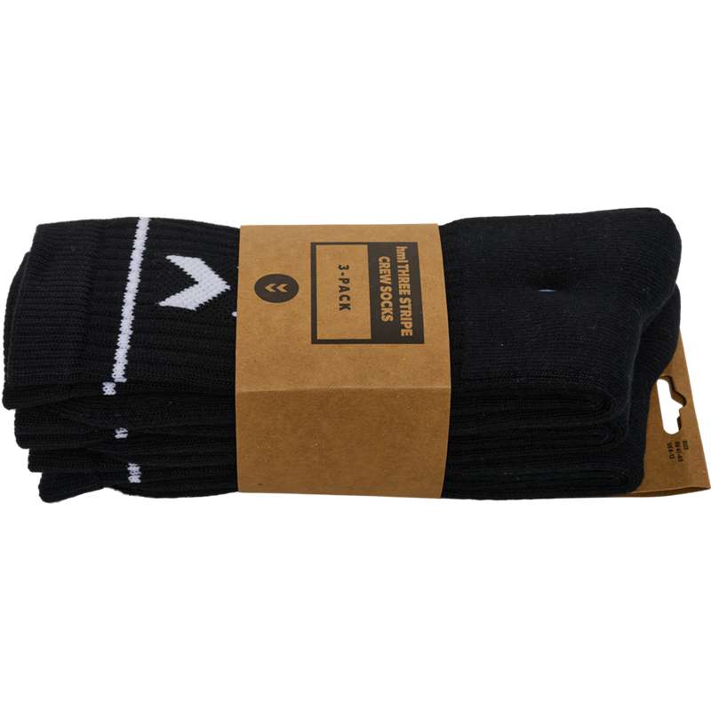 Hummel Stripe Crew 3-packs Muške Čarape Crne | 470282-298