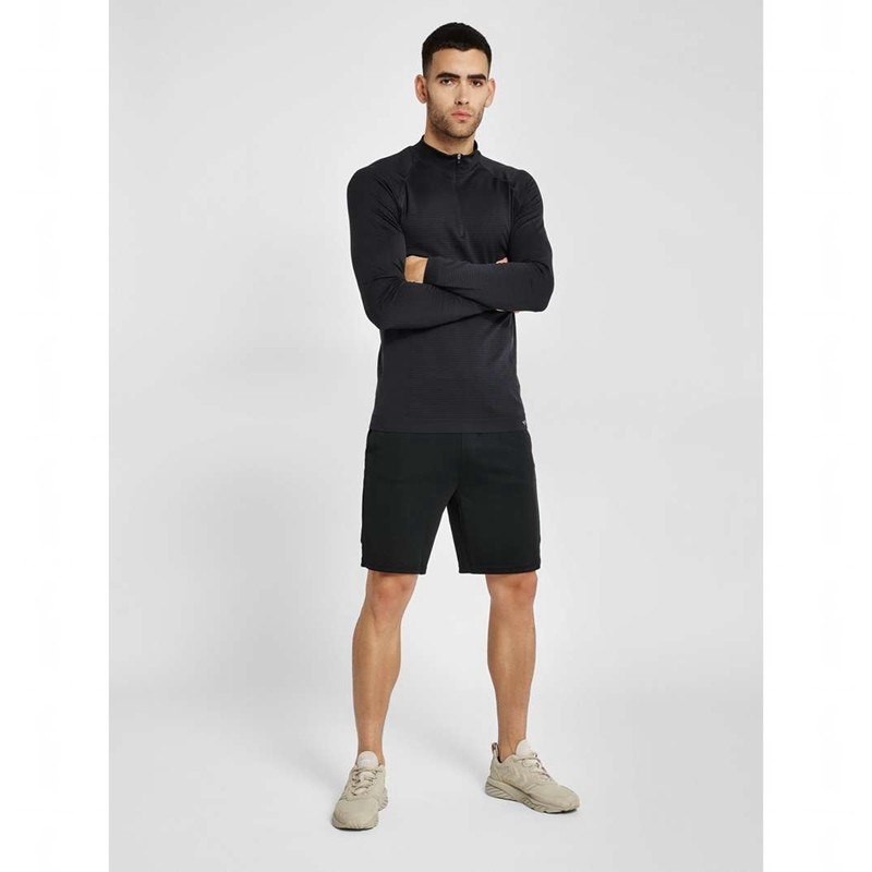Hummel Stroke Seamless Half Zip Muške Temeljni Sloj Crne | 245893-093