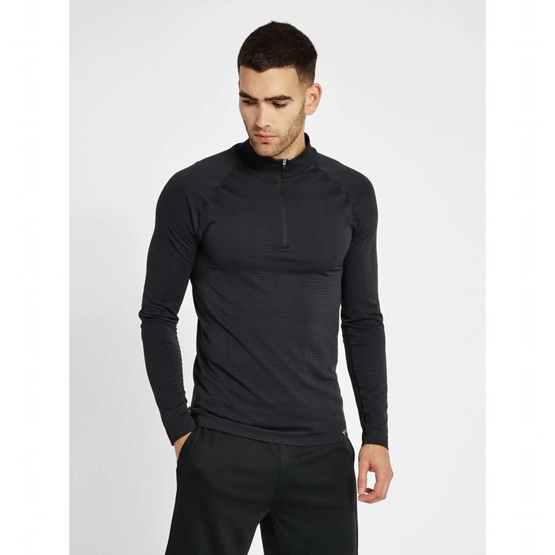 Hummel Stroke Seamless Half Zip Muške Temeljni Sloj Crne | 245893-093