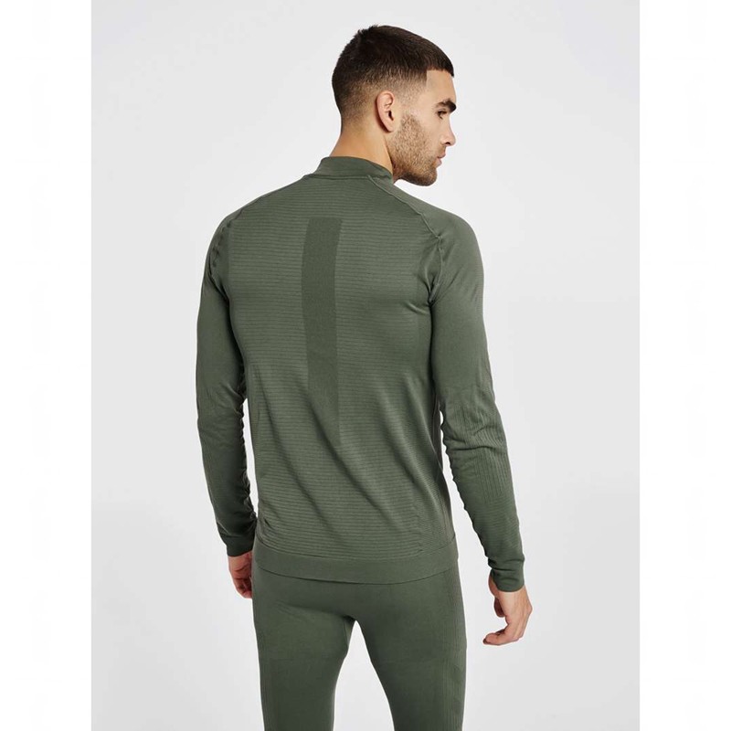Hummel Stroke Seamless Half Zip Muške Temeljni Sloj Zelene | 190769-411