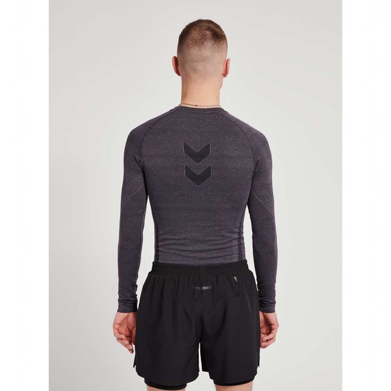 Hummel Te Mike Seamless L/S Muške Temeljni Sloj Crne | 606709-838
