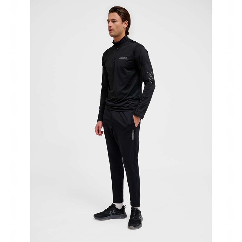 Hummel Te Strength Pl Half Zip Muške Dukserice Crne | 305469-273