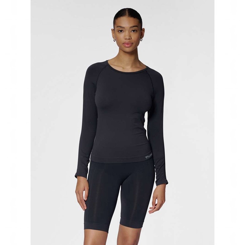 Hummel Tif Seamless L/S Ženske Majice Crne | 995849-274