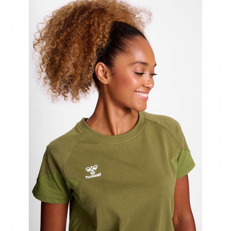 Hummel Travel S/S Ženske Majice Maslinasto Zelene | 003745-051