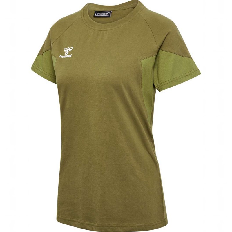 Hummel Travel S/S Ženske Majice Maslinasto Zelene | 003745-051
