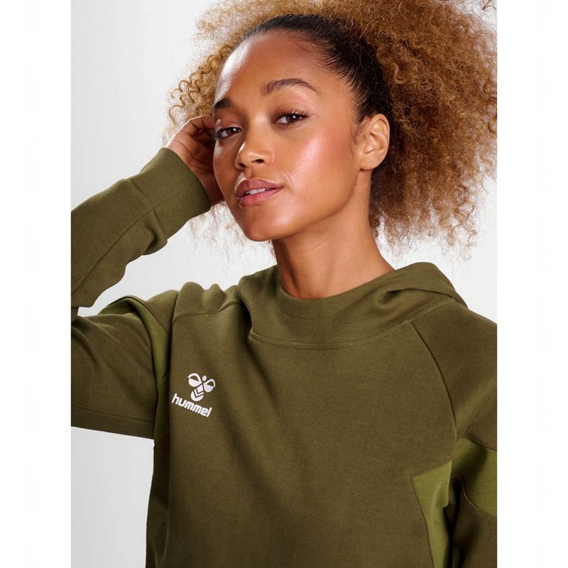 Hummel Travel Sweat Ženske Majica s Kapuljačom Maslinasto Zelene | 870311-816