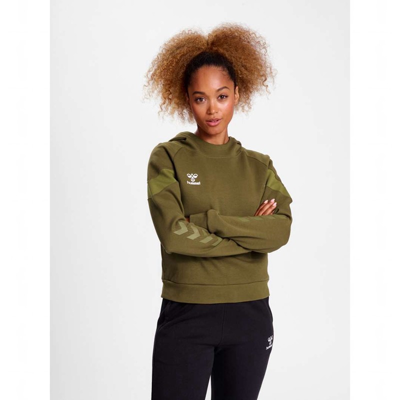 Hummel Travel Sweat Ženske Majica s Kapuljačom Maslinasto Zelene | 870311-816