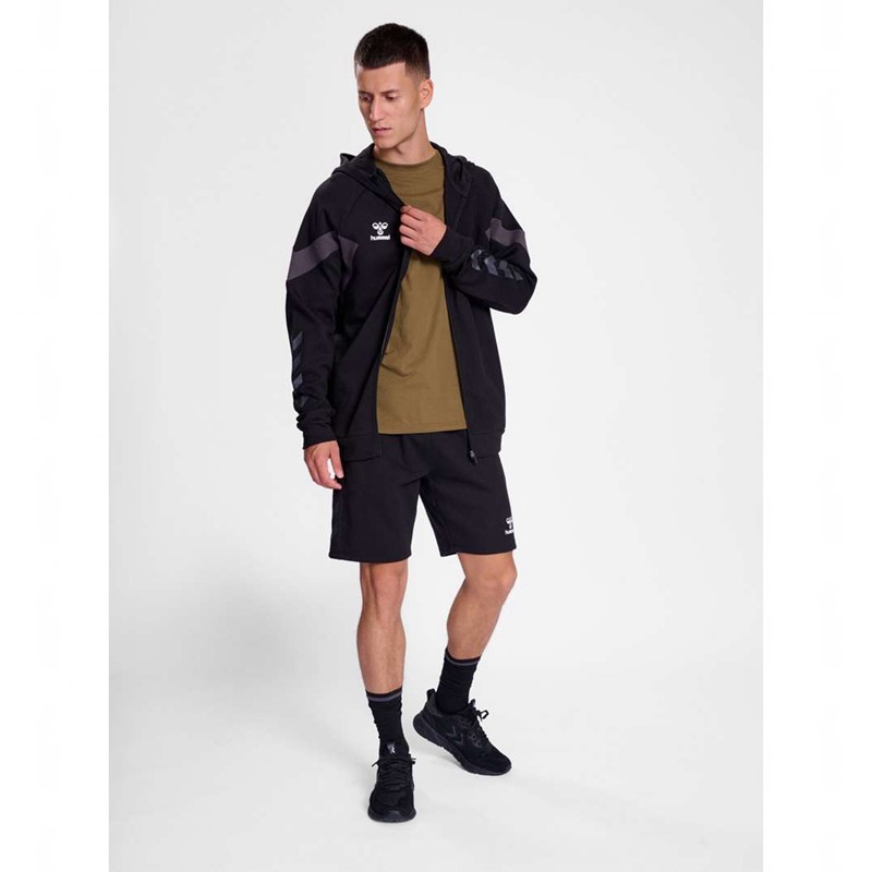 Hummel Travel Zip Muške Majica s Kapuljačom Crne | 804106-546