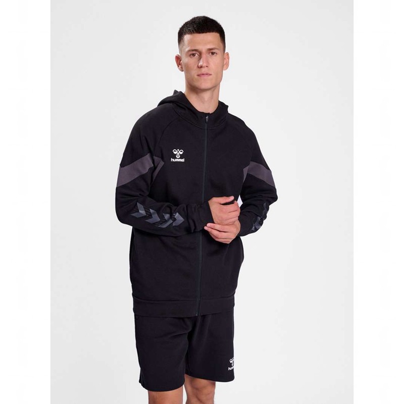 Hummel Travel Zip Muške Majica s Kapuljačom Crne | 804106-546