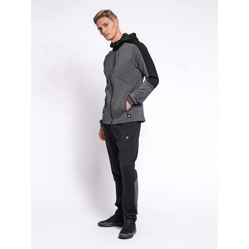 Hummel Tropper Zip Muške Majica s Kapuljačom Crne | 833098-910