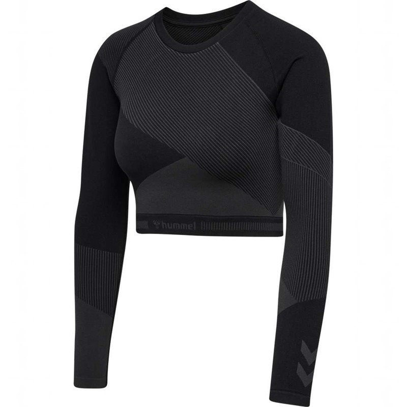 Hummel Unity Seamless Crop L/S Ženske Majice Crne | 590172-452