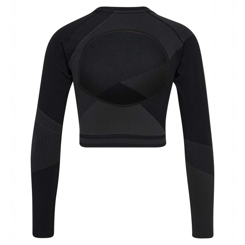 Hummel Unity Seamless Crop L/S Ženske Majice Crne | 590172-452