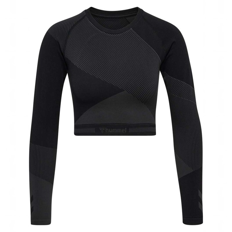 Hummel Unity Seamless Crop L/S Ženske Majice Crne | 590172-452